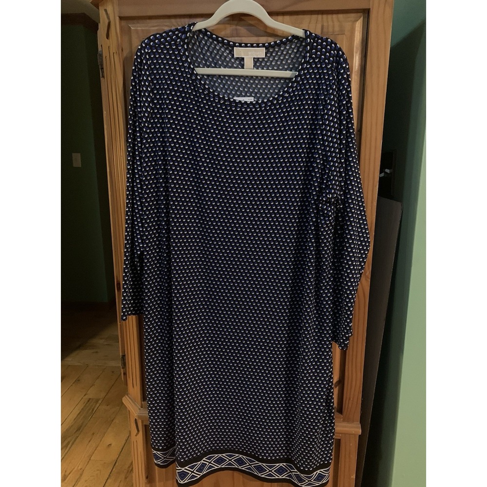 Michael Kors‎ Womens 3x Plus Blue Patterned Dress